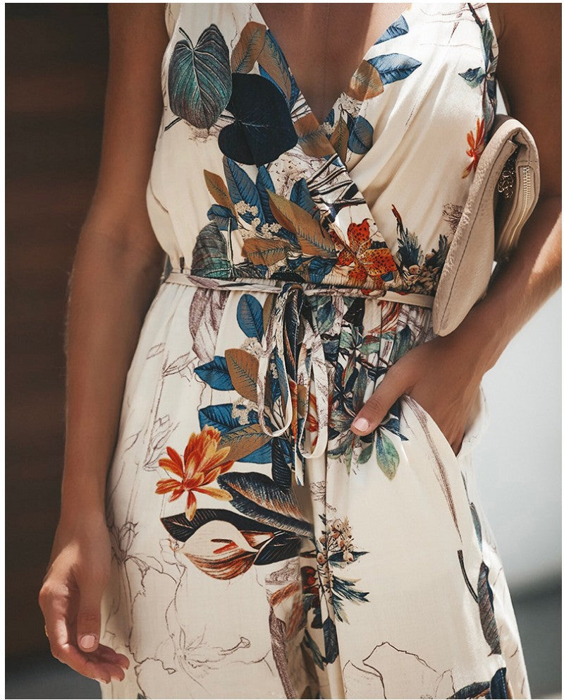 Combishort Dam Blomma – Sommaroutfit i Bomull med Blommigt Tryck, Justerbara Band & Bekväm Passform