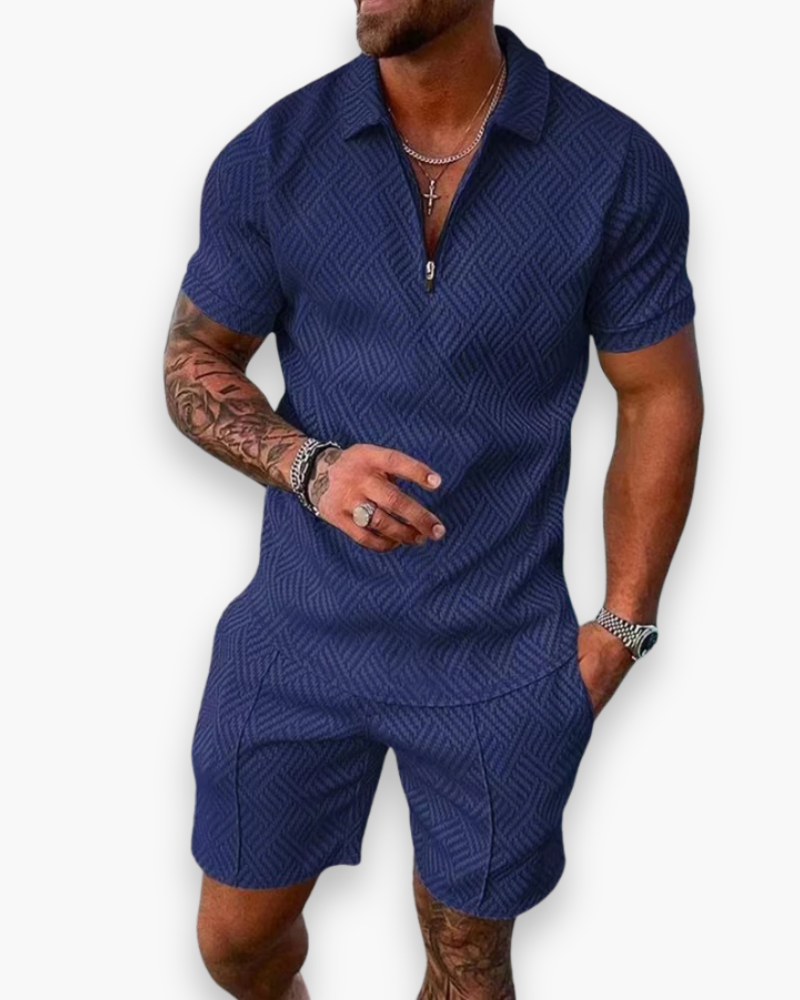 Daniel Men's Ensemble – Elegant Summer Set with Polo and Light Shorts