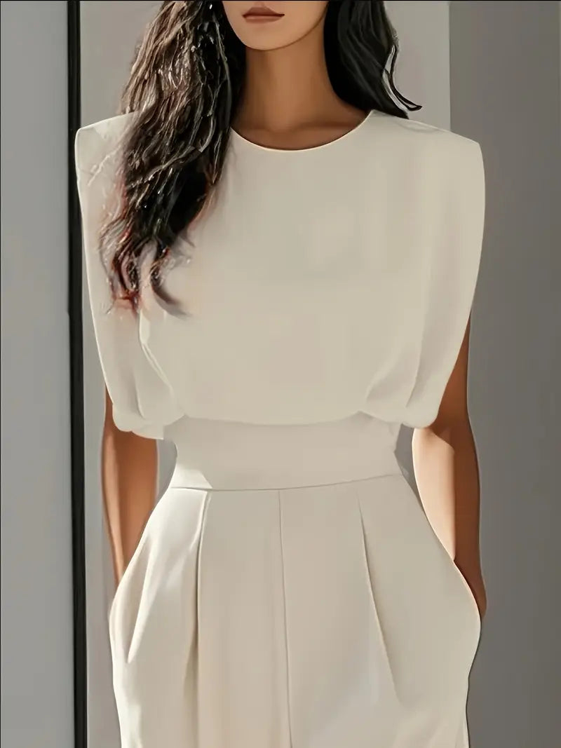 Mira Jumpsuit Dam – Elegant Jumpsuit med Hög Midja, Raka Ben & Lätt Tyg