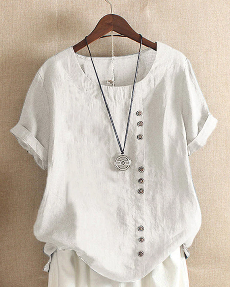 Lena Blouse Femme – Lightweight Linen Blouse with Buttoning & Natural Look