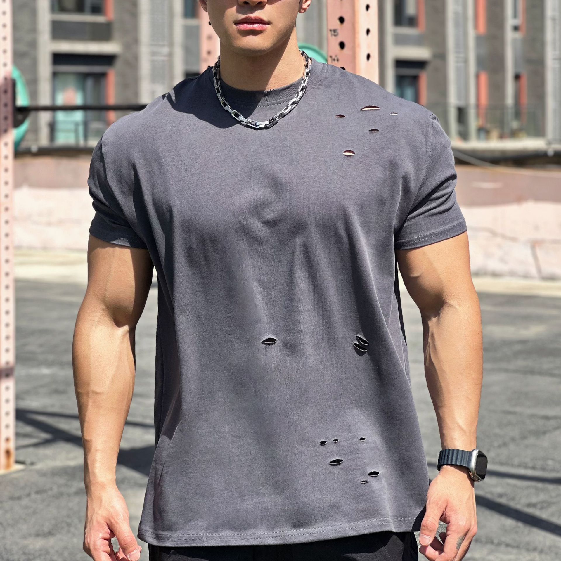 Liam Sport T-Shirt Men – Loose Cotton Short Sleeve T-Shirt with Breathable Design