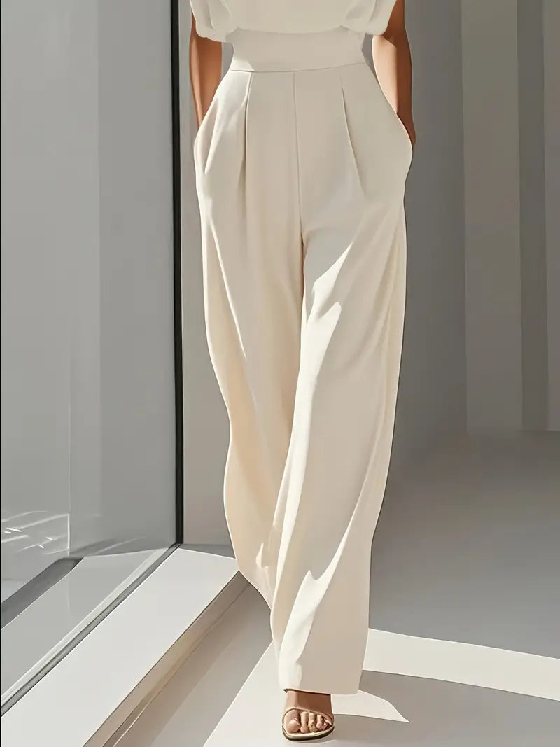 Mira Jumpsuit Dam – Elegant Jumpsuit med Hög Midja, Raka Ben & Lätt Tyg