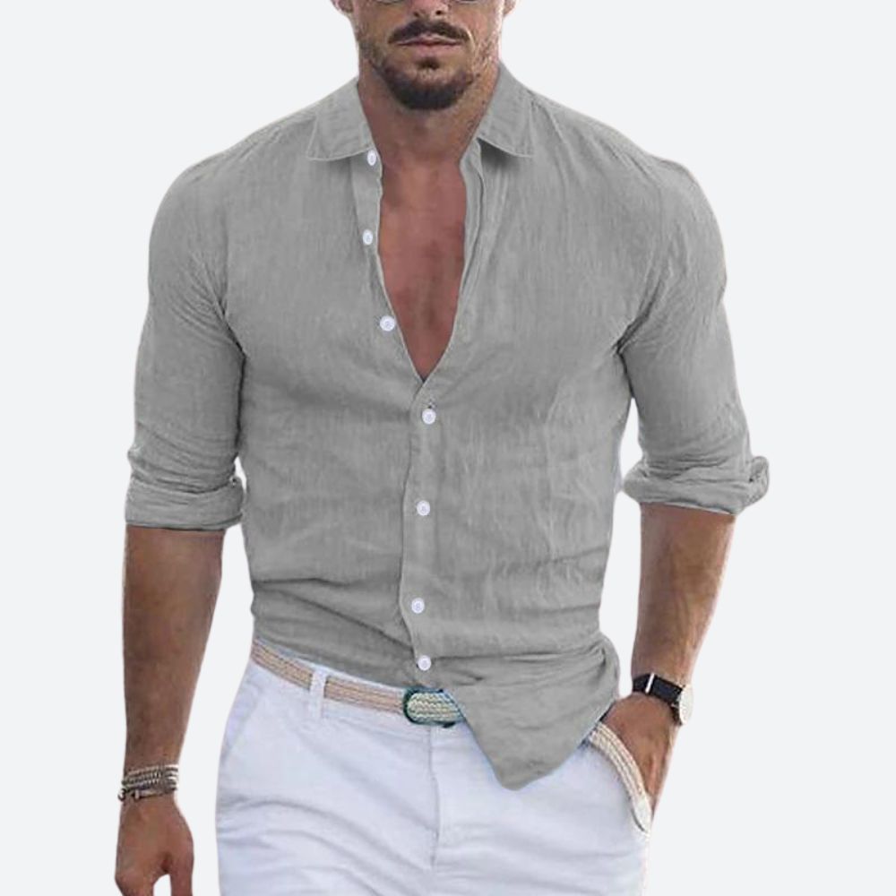 Rogelio Skjorta Herr – Skjorta med Nedvänd Krage & Avslappnad Passform för Sommaren