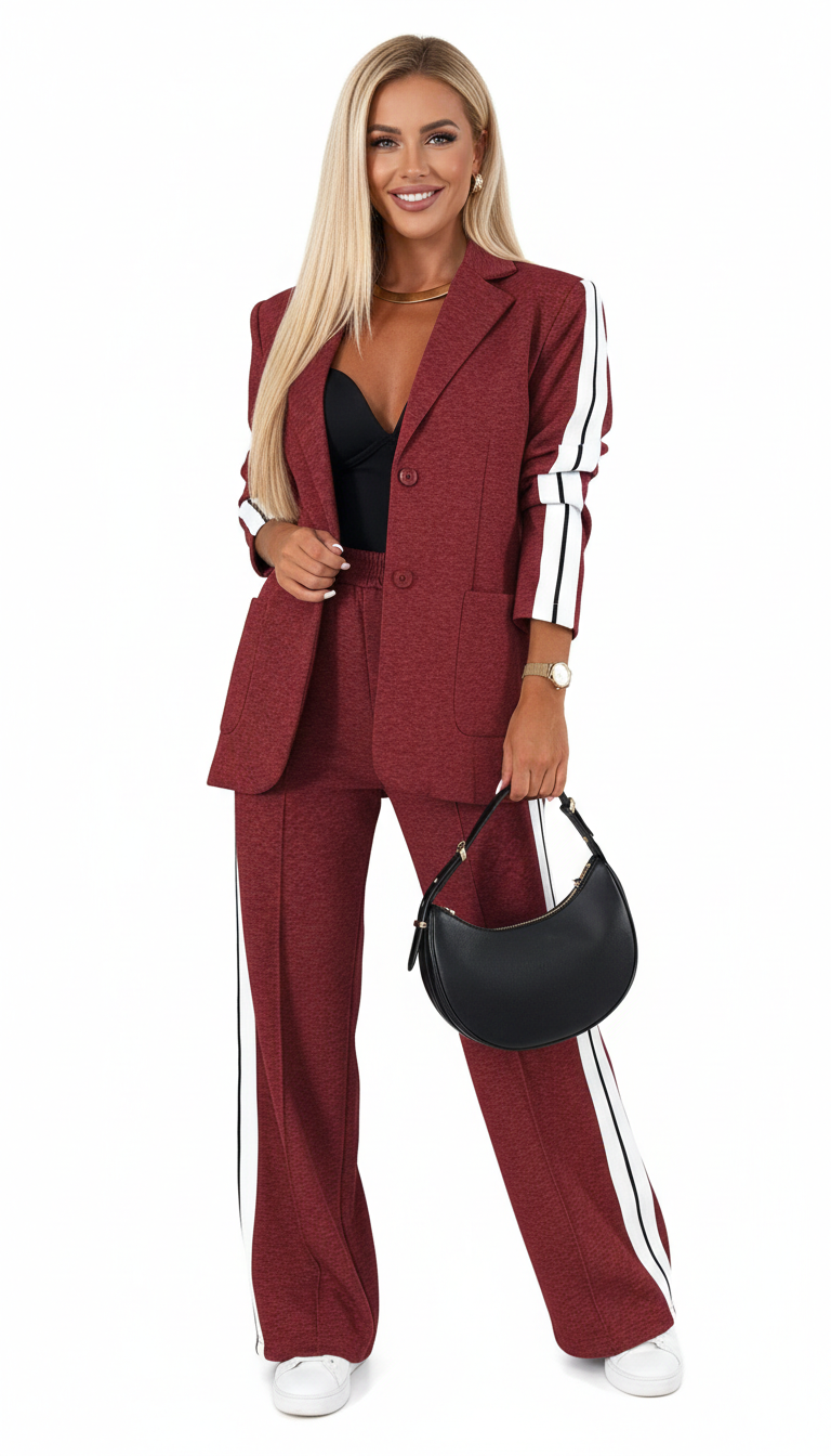 Aila Athleisure Set Dam Emora Nova – Bekväm Randig Träningsoverall i Bomullsblandning