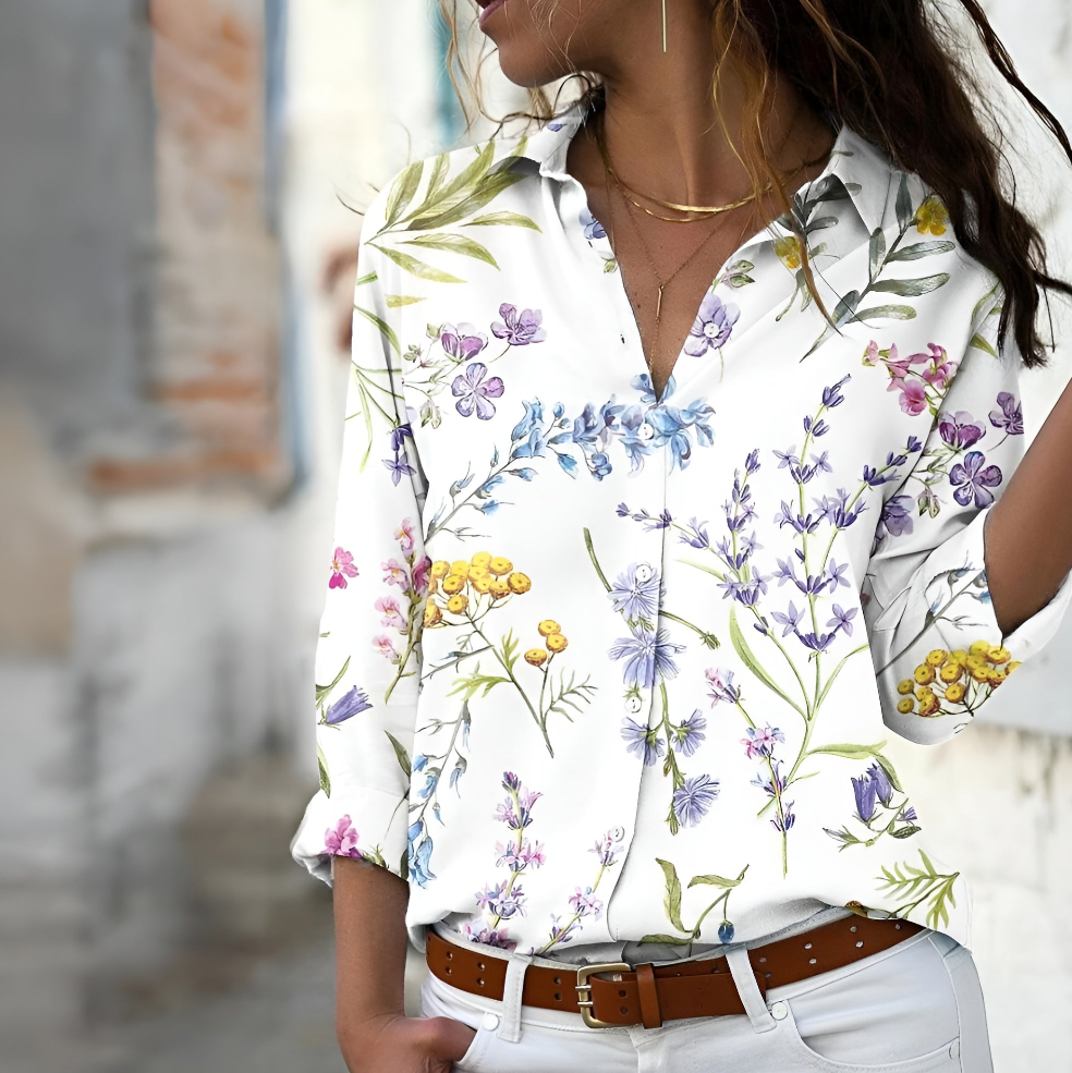 Norina Blus Dam – Lätt Blus med Trendig Tryck, Lös Passform & Mjukt Tyg