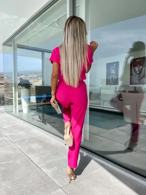 Tessa Elegant Jumpsuit Dam – Chic Kortärmad Outfit för Sommar & Avslappnade Tillfällen