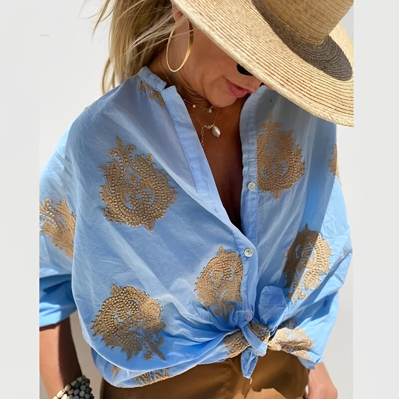 Bohemisk Blus Dam Agnes – Lätt Sommartopp med Avslappnad Passform och Feminin Boho-stil