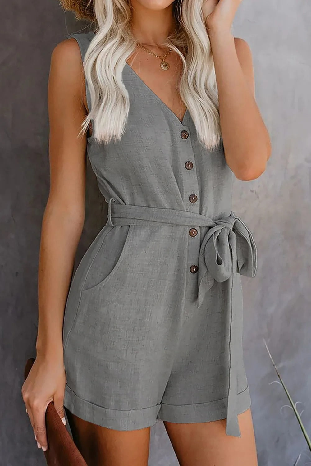 Nina Chic Kort Jumpsuit Dam – Elegant Kort Jumpsuit med Fickor & Bekväm Passform