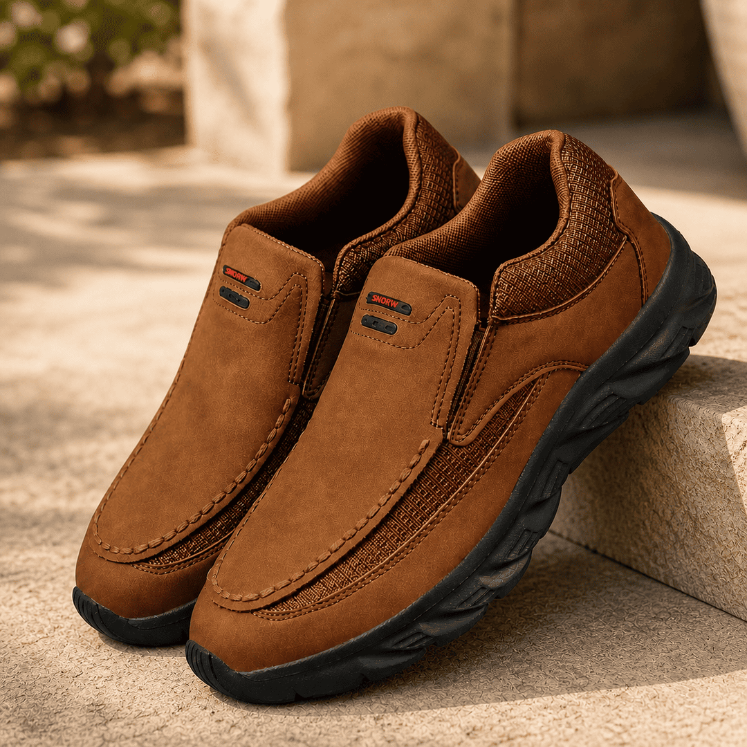 Arvid herr komfortskor i brun slip-on-design med slät finish