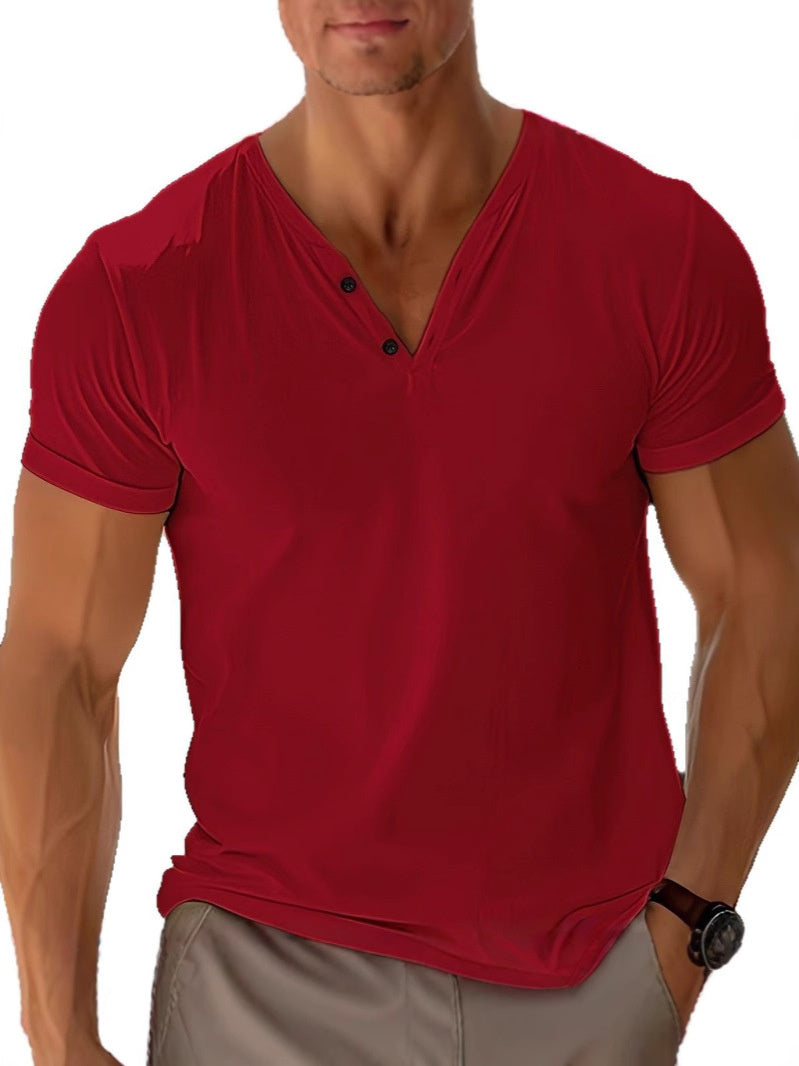 Damon T-Shirt Homme Summer – Plain Short Sleeve T-Shirt in Lightweight and Breathable Cotton