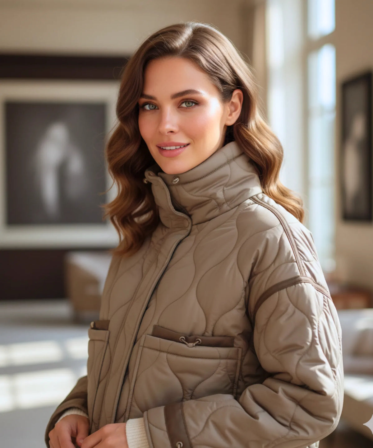 Svart dam pufferjacka oversized – stilren vinterjacka