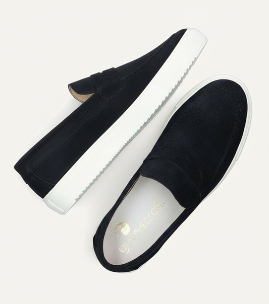 Donkerblauwe Goosecraft Suède Loafers