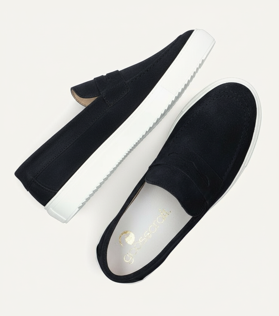 Donkerblauwe Goosecraft Suède Loafers