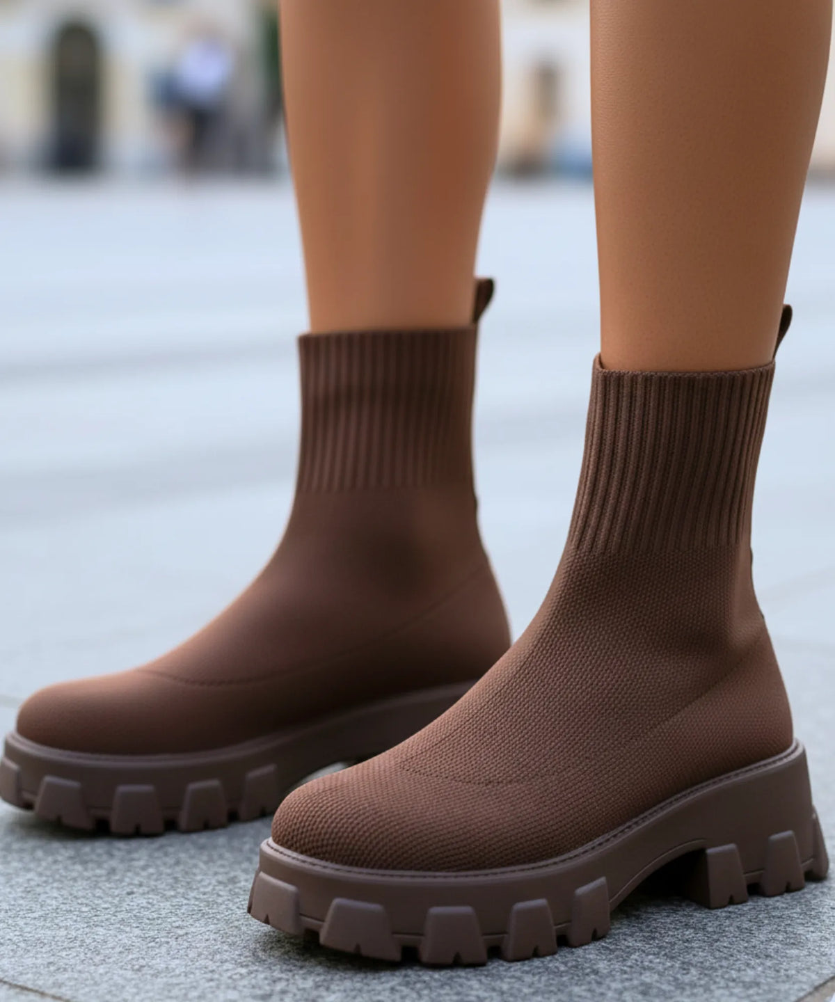 Dam lugsula-stövel i svart stylad med midi-kjol för vardagsoutfit