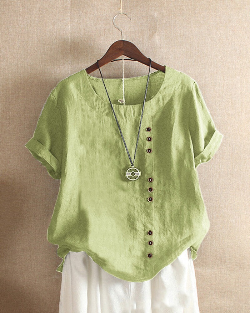 Lena Blouse Femme – Lightweight Linen Blouse with Buttoning & Natural Look