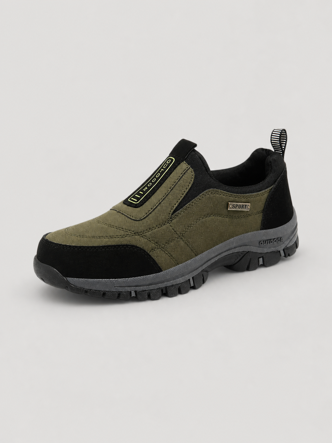 Björn herr slip-on promenadskor i grön färg med robust gummisula