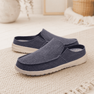 Drifto herr slip-on sneakers i blå färg med andningsbar stickat ovandel