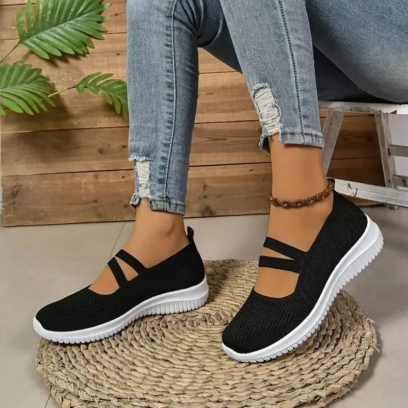 Bekväma dam slip-on skor med flexibel sula