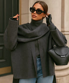 Sidovy av Liora oversized ullkappa i taupe med flödande drape