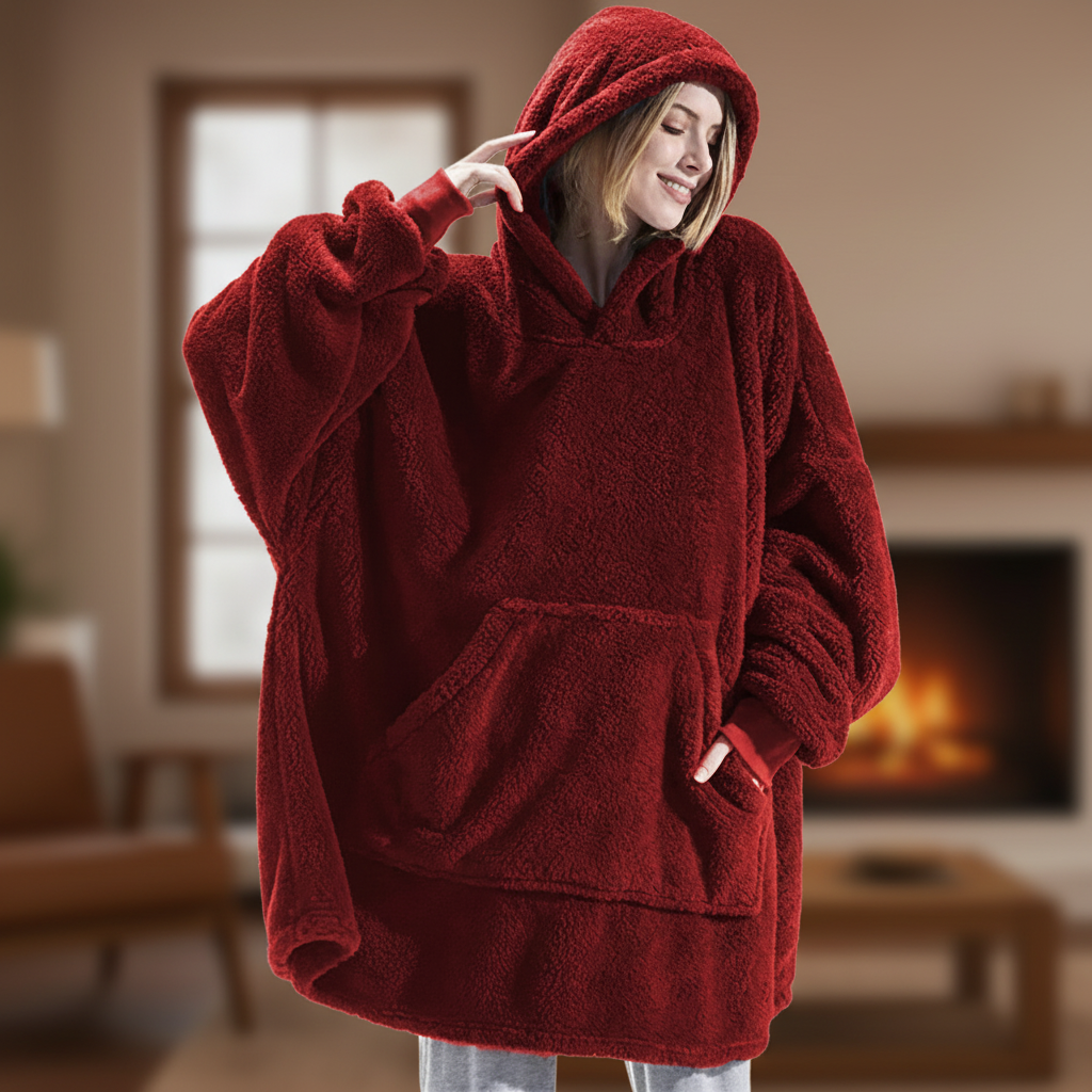 Hilda oversize hoodie-filt i dubbelsidig fleece för dam – framsida