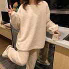 Selma dam fleece pyjamasset i mjuk fluffig fleece för höst och vinter