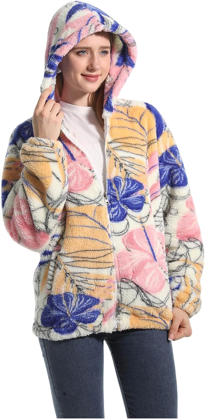 Avslappnad passform – dam teddy fleece jacka i storlek M, L och XL
