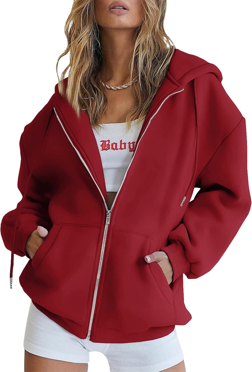 Beige Virelle hoodie kombinerad med jeans – casual outfit